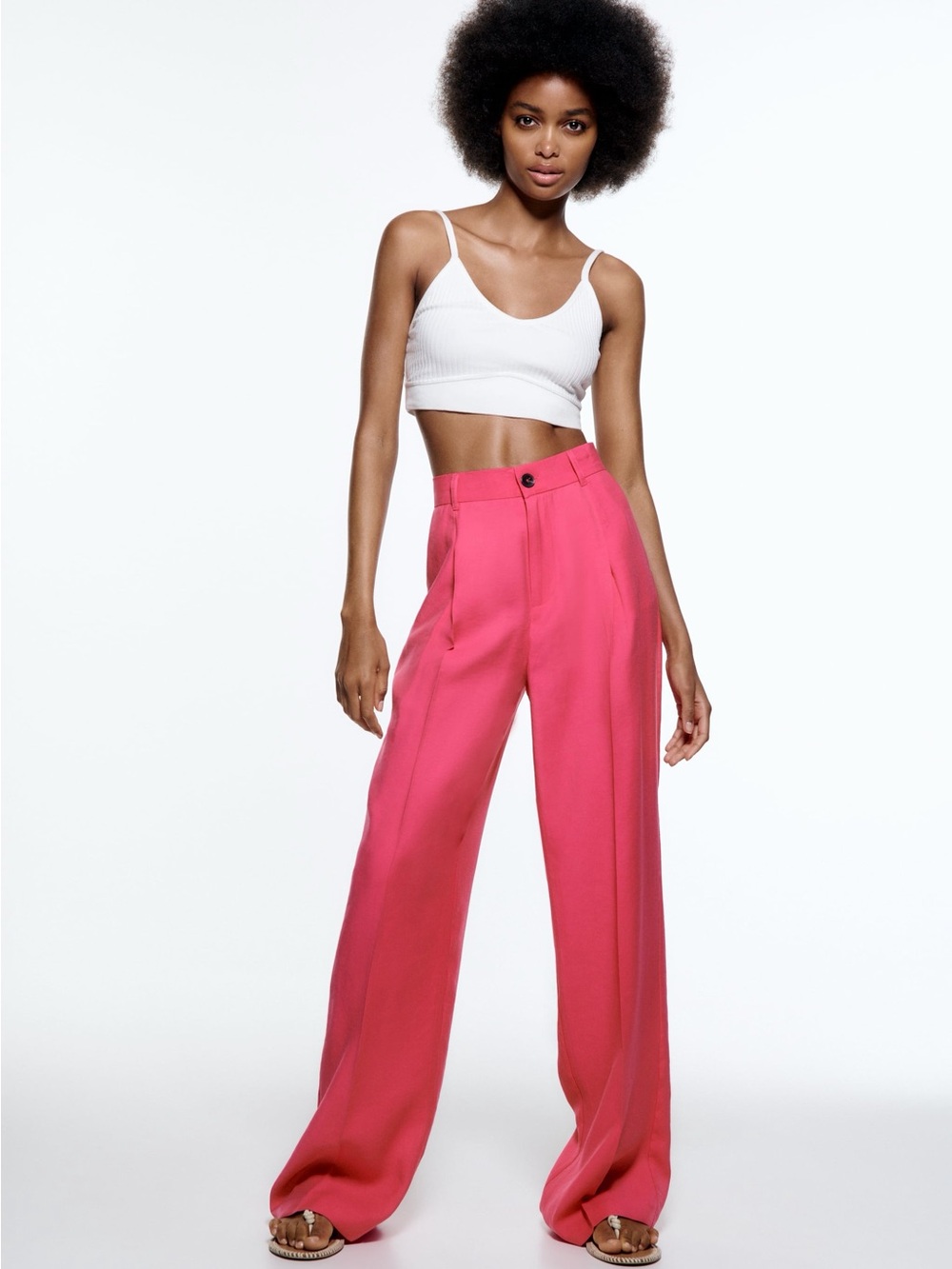 Zara Hot Pink Wide-Leg Trousers